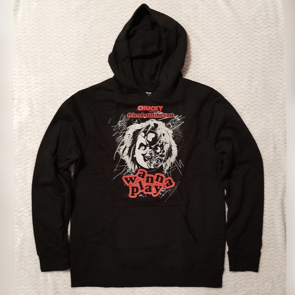 Mens Chucky Pullover Hoodie Sweatshirt Size Medium Horror Halloween NWT